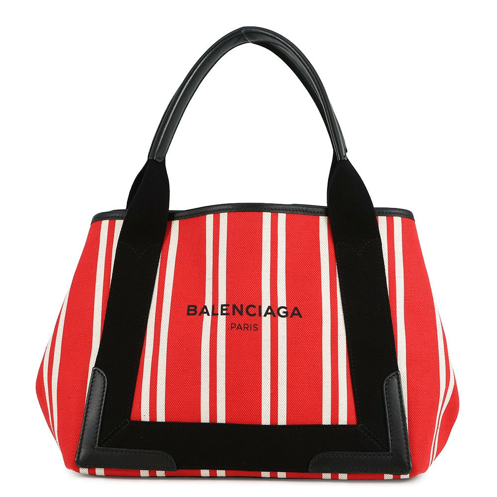 Balenciaga Tote Bag Striped Navy Blue Cabas Pouch